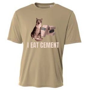 Meme I Eat Cement Cursed Cat Funny Oddly Specific Cooling Performance Crew T-Shirt