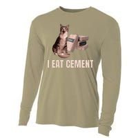 Meme I Eat Cement Cursed Cat Funny Oddly Specific Cooling Performance Long Sleeve Crew