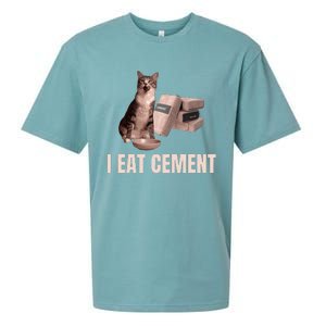 Meme I Eat Cement Cursed Cat Funny Oddly Specific Sueded Cloud Jersey T-Shirt