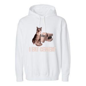 Meme I Eat Cement Cursed Cat Funny Oddly Specific Garment-Dyed Fleece Hoodie