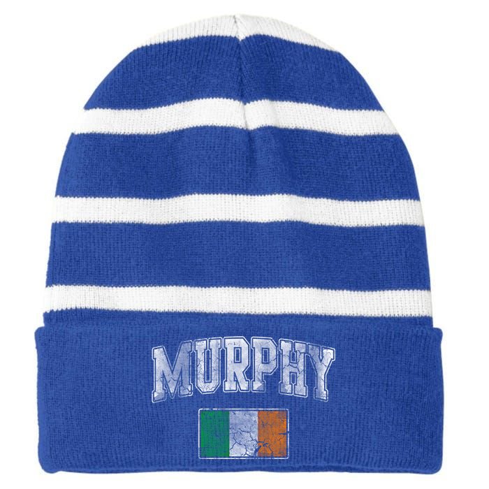 Murphy Irish Flag Ireland St Patricks Day Vintage Distressed Gift Striped Beanie with Solid Band