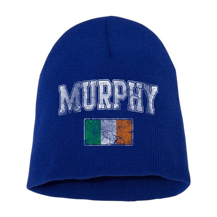 Murphy Irish Flag Ireland St Patricks Day Vintage Distressed Gift Short Acrylic Beanie