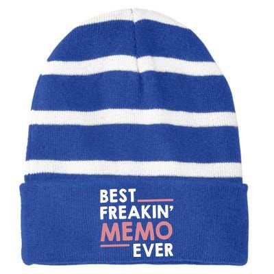 Memo Idea For Grandma Mothers Day Best Freakin' Memo Ever Gift Striped Beanie with Solid Band