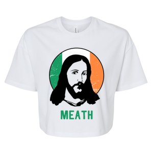 Meath Ireland Flag Jesus St Patricks Day Great Gift Bella+Canvas Jersey Crop Tee