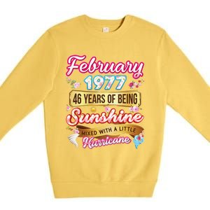 Made In February 1977 46 Years Old 46th Birthday Gift Premium Crewneck Sweatshirt