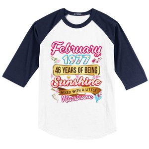 Made In February 1977 46 Years Old 46th Birthday Gift Baseball Sleeve Shirt