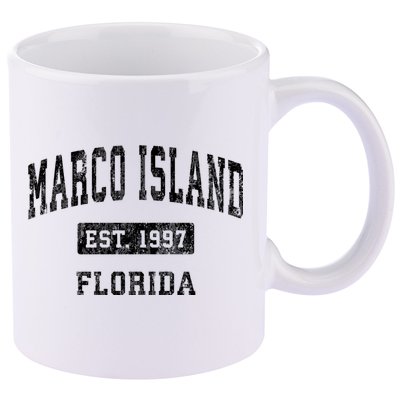 Marco Island Florida Fl Vintage Established Sports Design 11oz C Handle Ceramic Mug