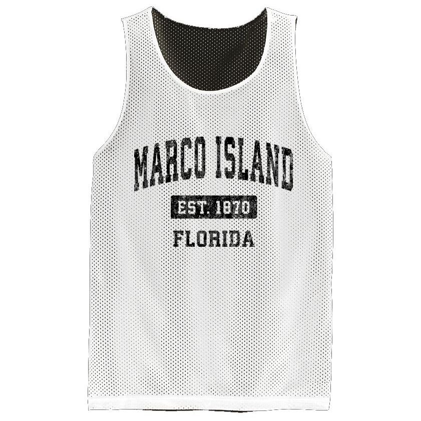 Marco Island Florida Fl Vintage Established Sports Design Design Mesh Reversible Basketball Jersey Tank