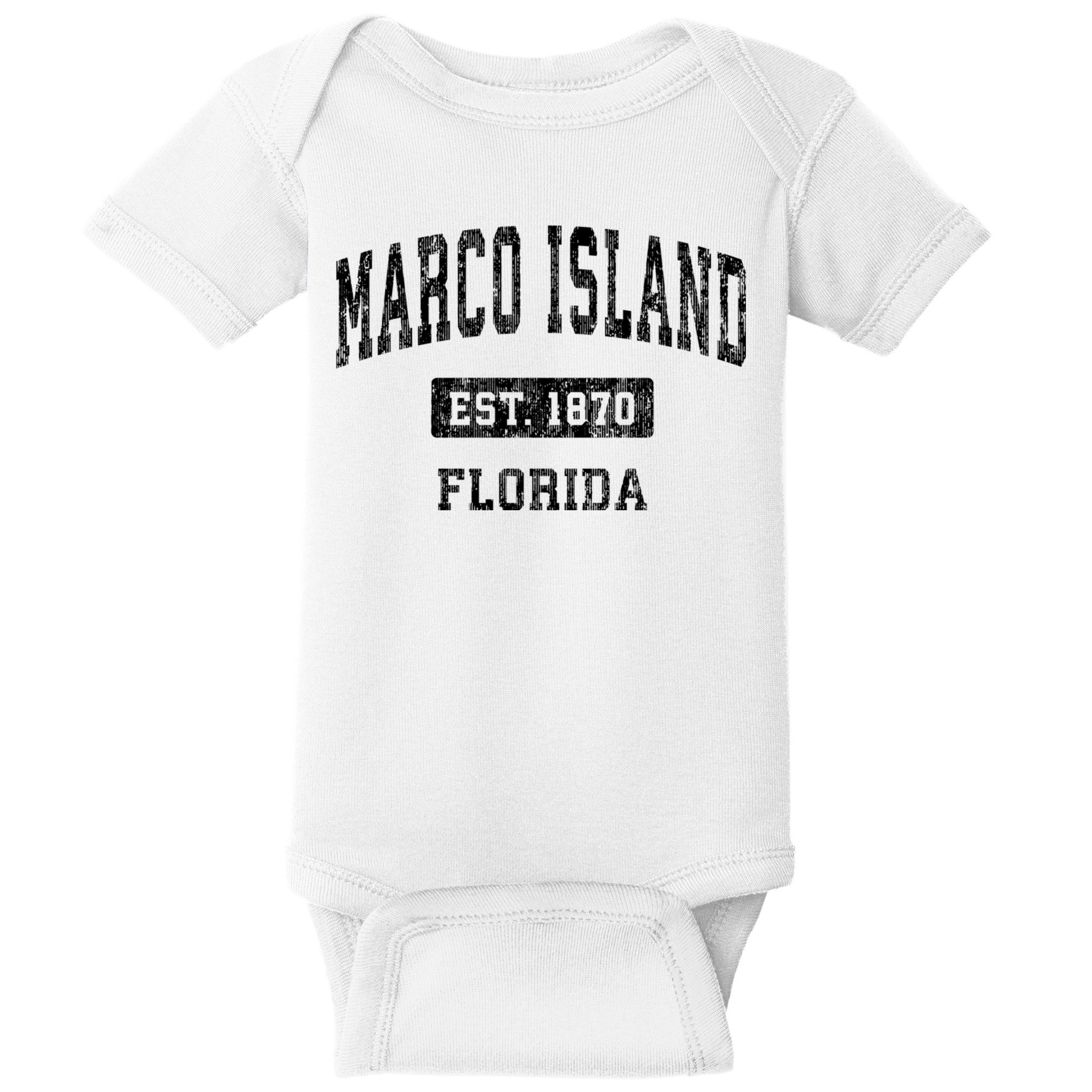 Marco Island Florida Fl Vintage Established Sports Design Design Baby Bodysuit