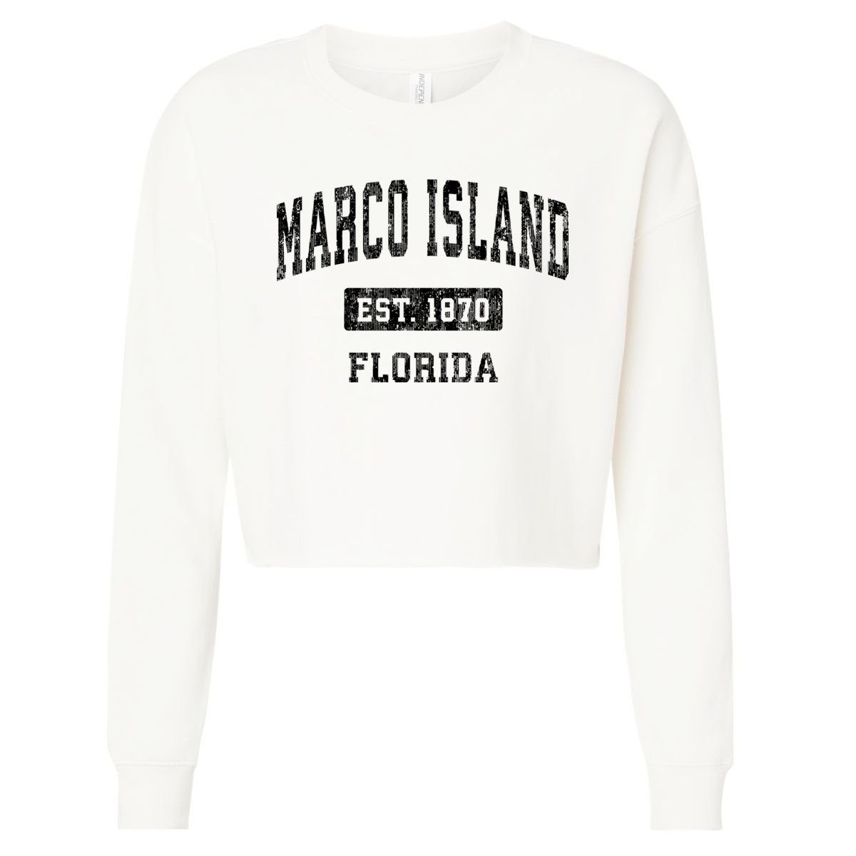Marco Island Florida Fl Vintage Established Sports Design Design Cropped Pullover Crew