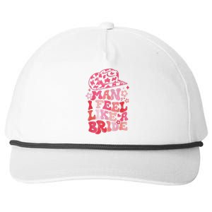 Man I Feel Like A Bride Cow Bachelorette Party Western Snapback Five-Panel Rope Hat