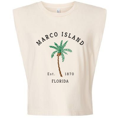 Marco Island Florida Colorful Palm Tree Retro Novelty Garment-Dyed Women's Muscle Tee