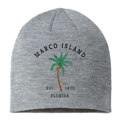Marco Island Florida Colorful Palm Tree Retro Novelty Sustainable Beanie