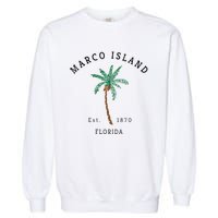 Marco Island Florida Colorful Palm Tree Retro Novelty Garment-Dyed Sweatshirt