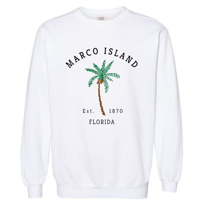 Marco Island Florida Colorful Palm Tree Retro Novelty Garment-Dyed Sweatshirt