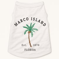 Marco Island Florida Colorful Palm Tree Retro Novelty Doggie Tank