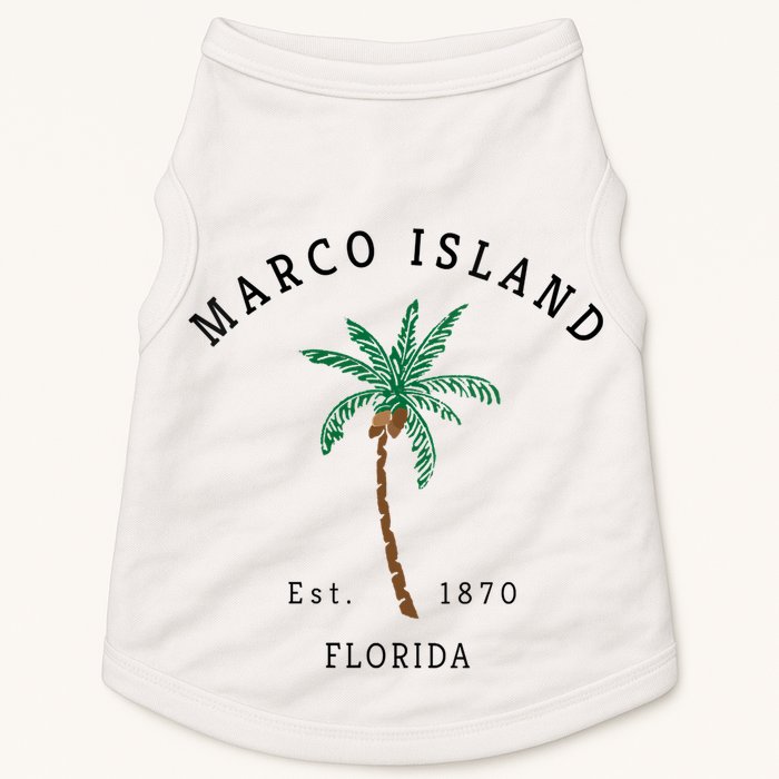 Marco Island Florida Colorful Palm Tree Retro Novelty Doggie Tank
