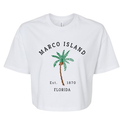 Marco Island Florida Colorful Palm Tree Retro Novelty Bella+Canvas Jersey Crop Tee