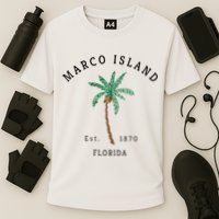 Marco Island Florida Colorful Palm Tree Retro Novelty Performance Shirt