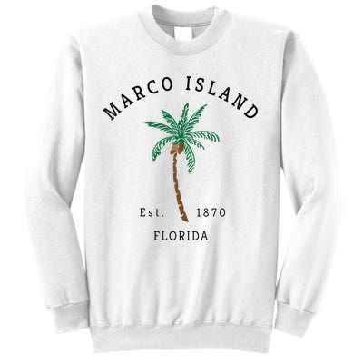 Marco Island Florida Colorful Palm Tree Retro Novelty Sweatshirt