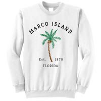 Marco Island Florida Colorful Palm Tree Retro Novelty Sweatshirt