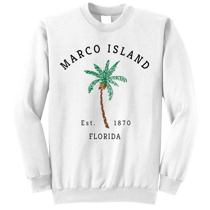 Marco Island Florida Colorful Palm Tree Retro Novelty Sweatshirt