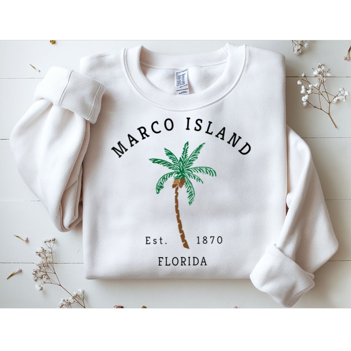 Marco Island Florida Colorful Palm Tree Retro Novelty Sweatshirt
