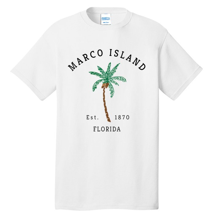 Marco Island Florida Colorful Palm Tree Retro Novelty Tall T-Shirt