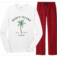 Marco Island Florida Colorful Palm Tree Retro Novelty Long Sleeve Pajama Set