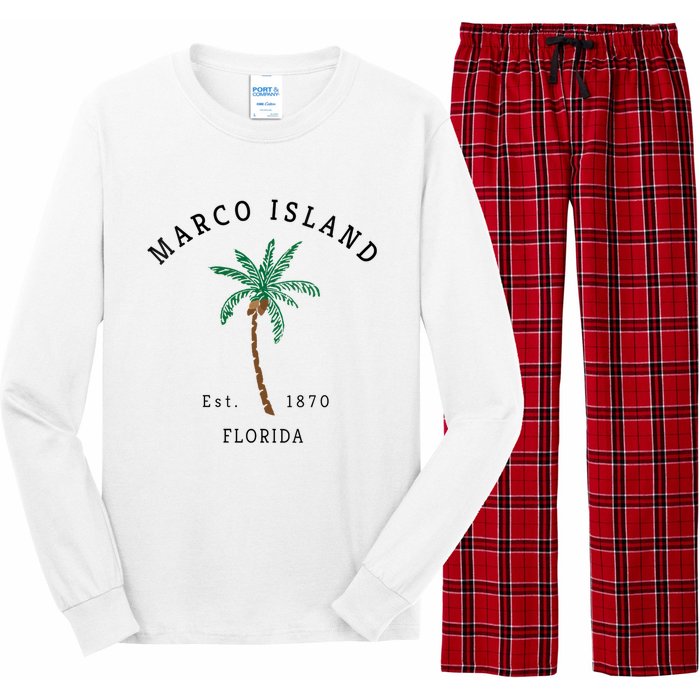 Marco Island Florida Colorful Palm Tree Retro Novelty Long Sleeve Pajama Set