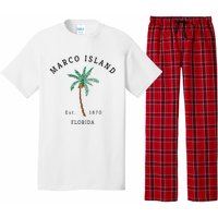 Marco Island Florida Colorful Palm Tree Retro Novelty Pajama Set