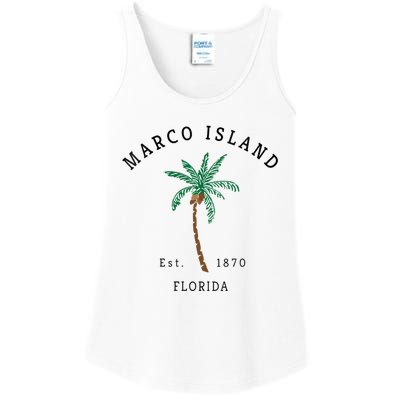 Marco Island Florida Colorful Palm Tree Retro Novelty Ladies Essential Tank