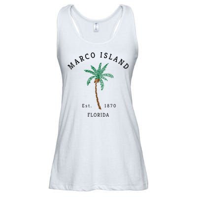 Marco Island Florida Colorful Palm Tree Retro Novelty Ladies Essential Flowy Tank