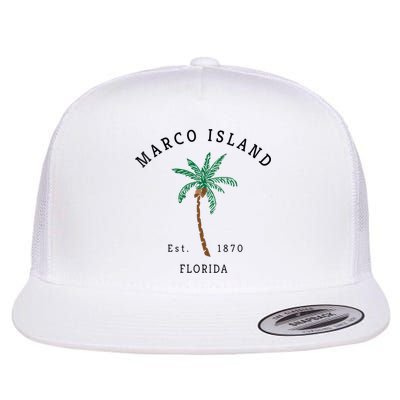 Marco Island Florida Colorful Palm Tree Retro Novelty Flatbill Hat