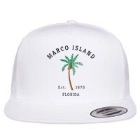 Marco Island Florida Colorful Palm Tree Retro Novelty Flatbill Hat