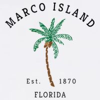 Marco Island Florida Colorful Palm Tree Retro Novelty Flatbill Hat