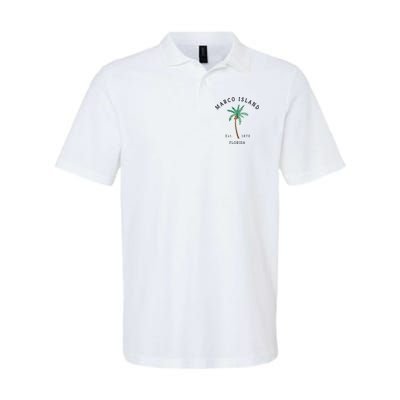 Marco Island Florida Colorful Palm Tree Retro Novelty Polo