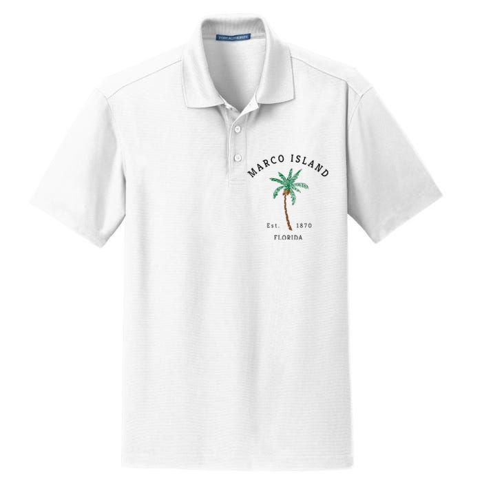 Marco Island Florida Colorful Palm Tree Retro Novelty Dry Zone Grid Polo