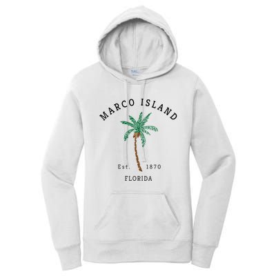 Marco Island Florida Colorful Palm Tree Retro Novelty Women's Pullover Hoodie