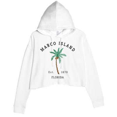 Marco Island Florida Colorful Palm Tree Retro Novelty Crop Fleece Hoodie