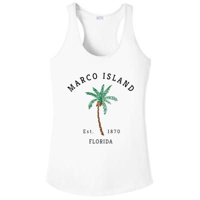 Marco Island Florida Colorful Palm Tree Retro Novelty Ladies PosiCharge Competitor Racerback Tank