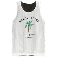 Marco Island Florida Colorful Palm Tree Retro Novelty Mesh Reversible Basketball Jersey Tank