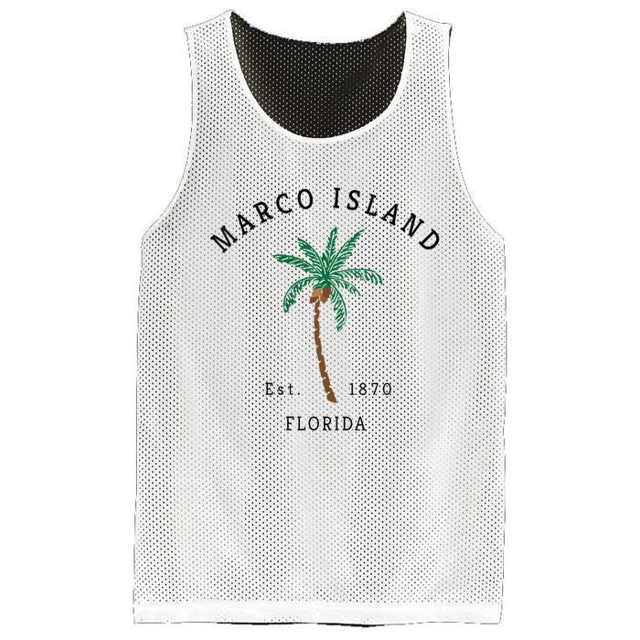 Marco Island Florida Colorful Palm Tree Retro Novelty Mesh Reversible Basketball Jersey Tank