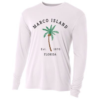 Marco Island Florida Colorful Palm Tree Retro Novelty Cooling Performance Long Sleeve Crew