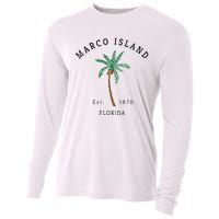 Marco Island Florida Colorful Palm Tree Retro Novelty Cooling Performance Long Sleeve Crew