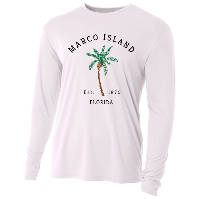 Marco Island Florida Colorful Palm Tree Retro Novelty Cooling Performance Long Sleeve Crew