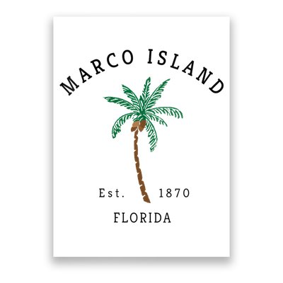 Marco Island Florida Colorful Palm Tree Retro Novelty Poster