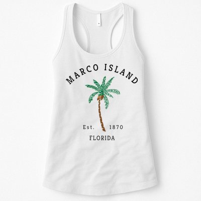 Marco Island Florida Colorful Palm Tree Retro Novelty Womens Tank Top