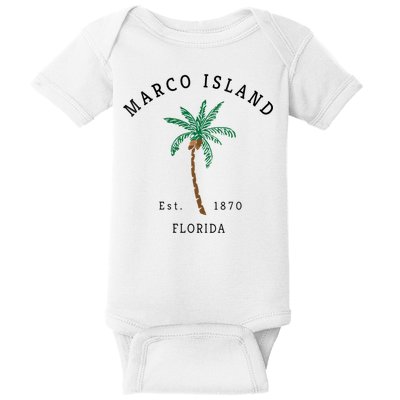 Marco Island Florida Colorful Palm Tree Retro Novelty Baby Bodysuit