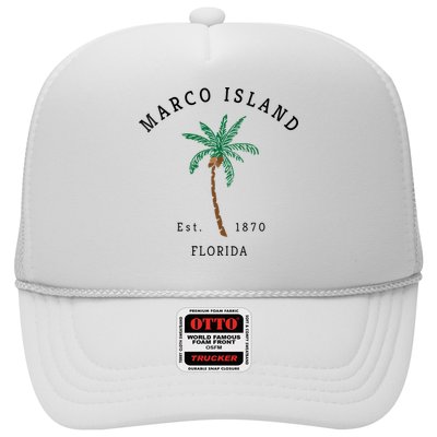 Marco Island Florida Colorful Palm Tree Retro Novelty Trucker Hat